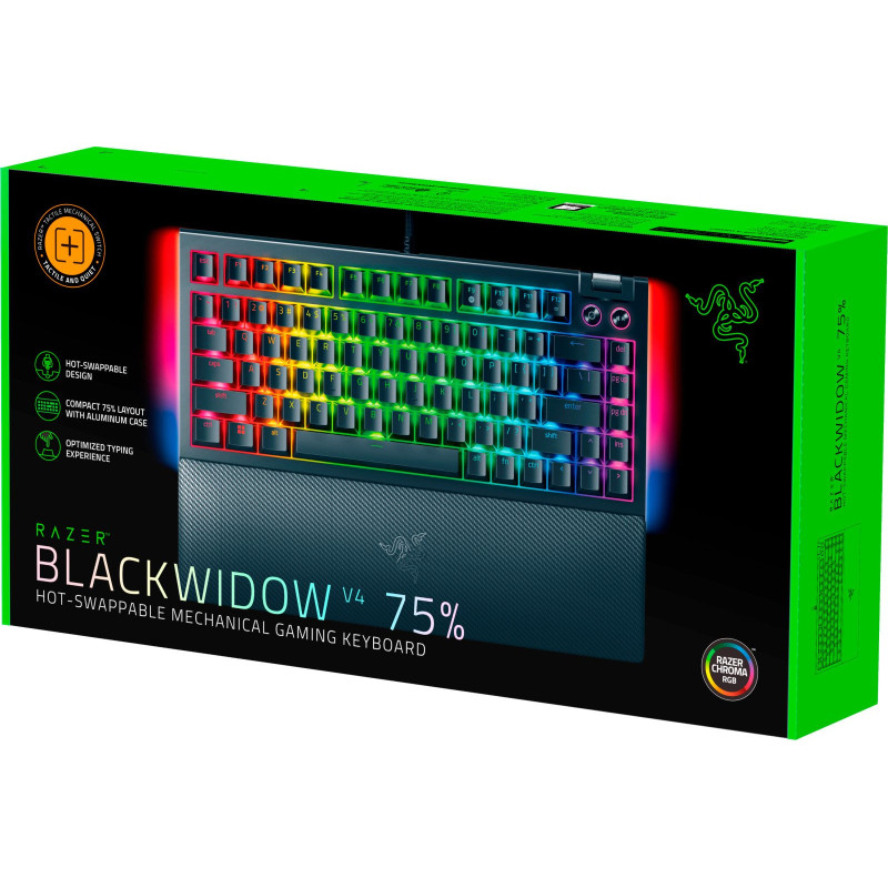 Клавіатура Razer BlackWidow V4 75% RGB Mechanical Tactile Switch (RZ03-05000100-R3M1) USB Black
