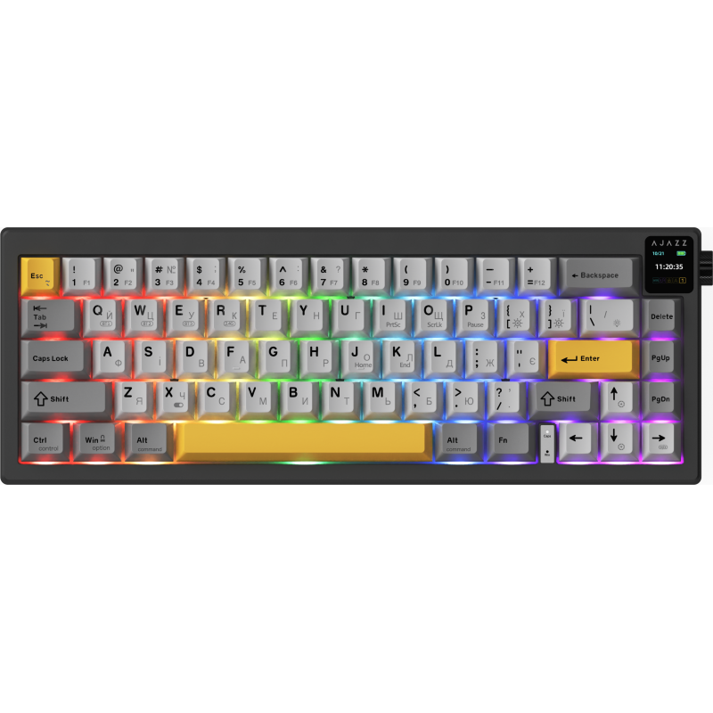 Клавіатура Ajazz AK650 RGB Flying Fish Switch Wireless With Screen (AK650-FF-BGY) Black