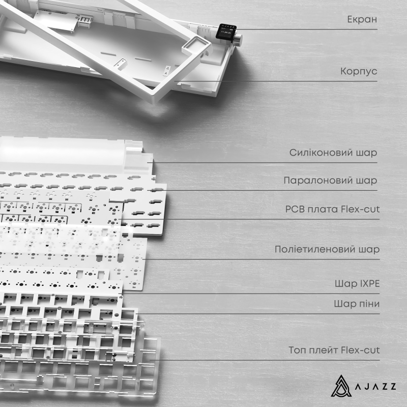 Клавіатура Ajazz AK650 RGB Flying Fish Switch Wireless With Screen (AK650-FF-BGY) Black