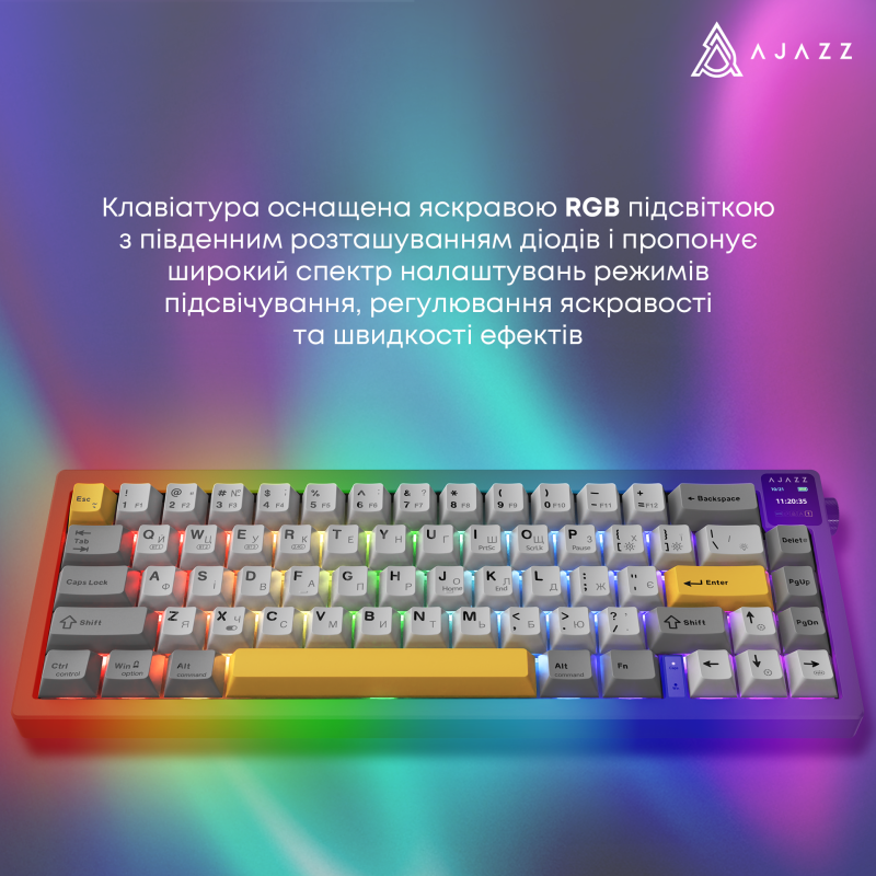 Клавіатура Ajazz AK650 RGB Flying Fish Switch Wireless With Screen (AK650-FF-BGY) Black