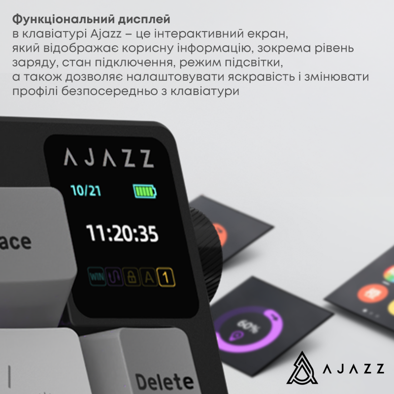 Клавіатура Ajazz AK650 RGB Flying Fish Switch Wireless With Screen (AK650-FF-BGY) Black