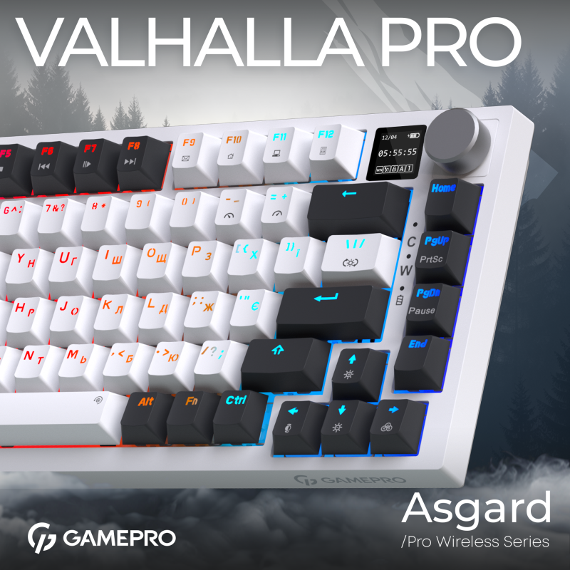 Клавіатура GamePro Asgard Valhalla QLAB Sakura Switch White With Display (MK160-W-D-QS-PRO)