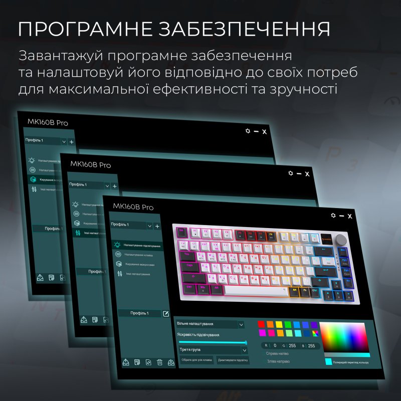 Клавіатура GamePro Asgard Valhalla QLAB Sakura Switch White With Display (MK160-W-D-QS-PRO)