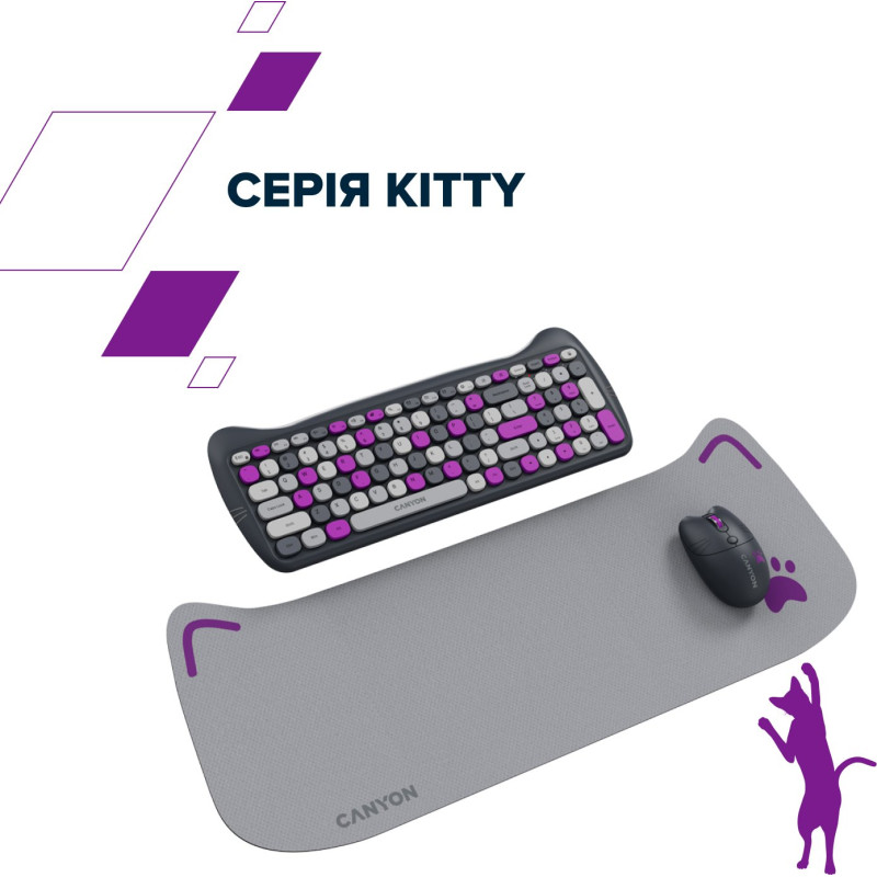 Комплект Canyon HSET-W6 Kitty Edition Wireless UA Violet (CNS-HSETW6VT)