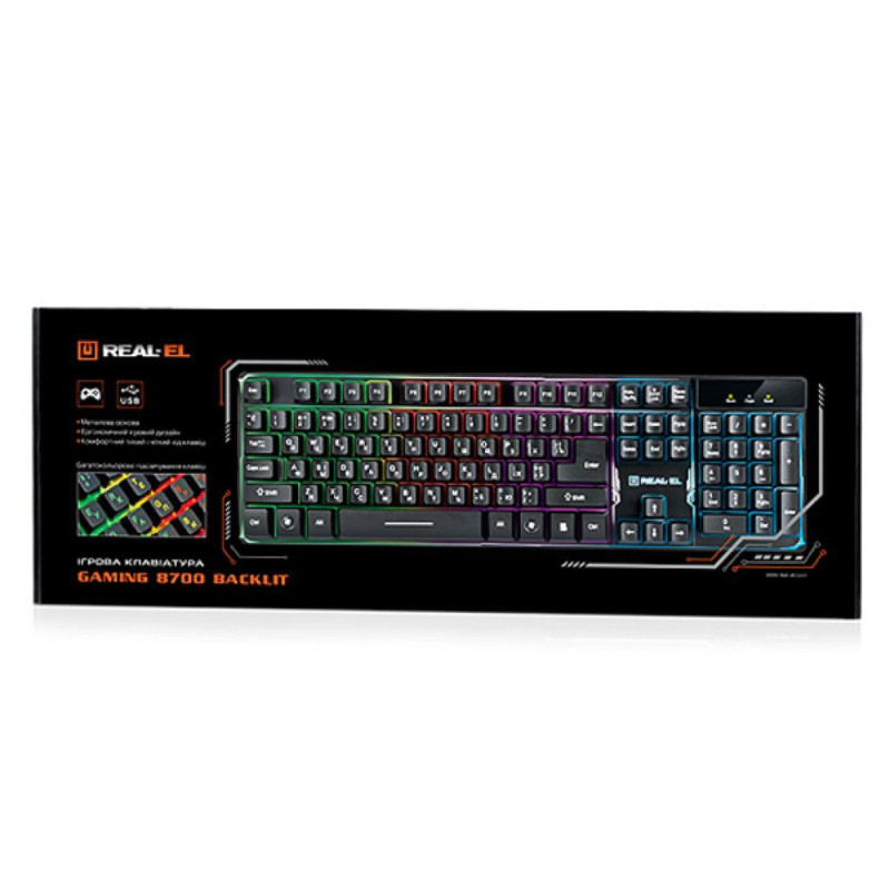 Клавіатура REAL-EL 8700 Gaming Backlit, чорна