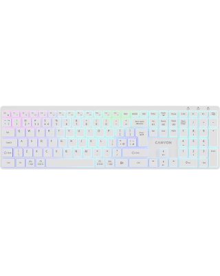 Клавіатура Canyon HKB-W11 Slim Dual Mode Wireless/Bluetooth RGB UA White (CNS-HBTK11W)