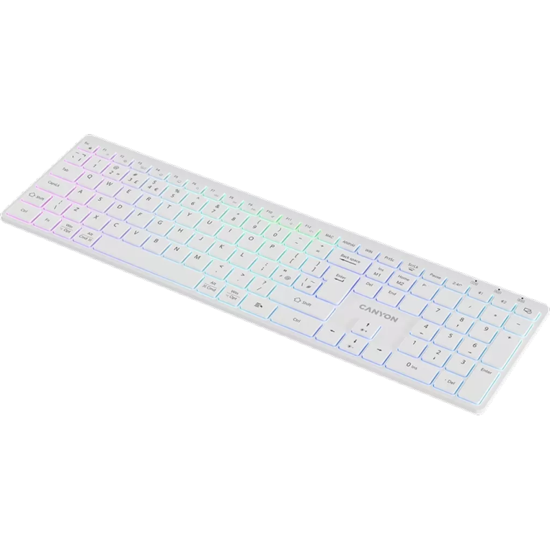 Клавіатура Canyon HKB-W11 Slim Dual Mode Wireless/Bluetooth RGB UA White (CNS-HBTK11W)