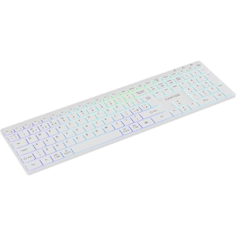 Клавіатура Canyon HKB-W11 Slim Dual Mode Wireless/Bluetooth RGB UA White (CNS-HBTK11W)
