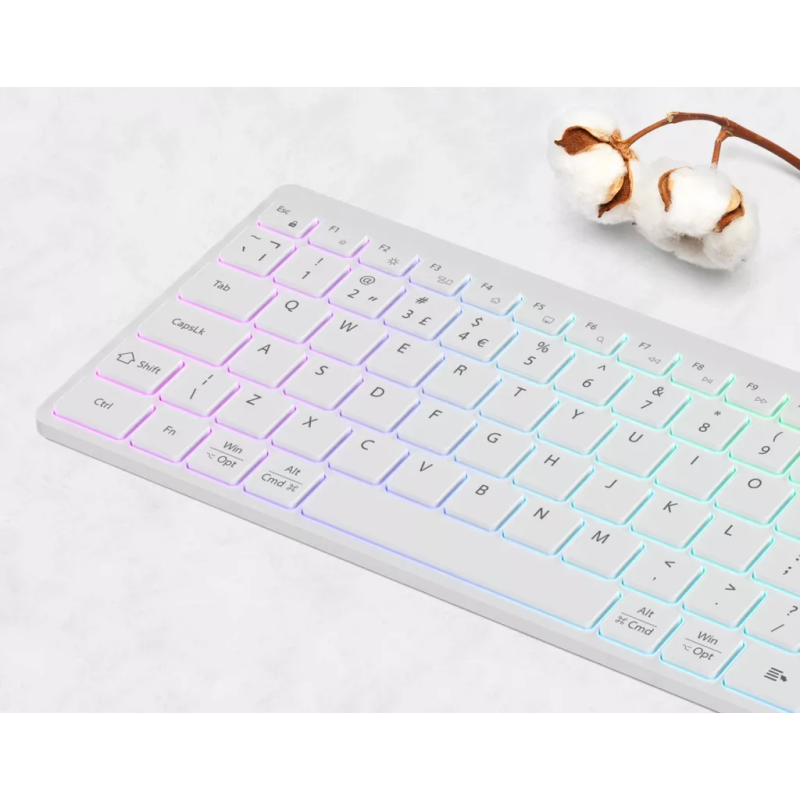 Клавіатура Canyon HKB-W11 Slim Dual Mode Wireless/Bluetooth RGB UA White (CNS-HBTK11W)