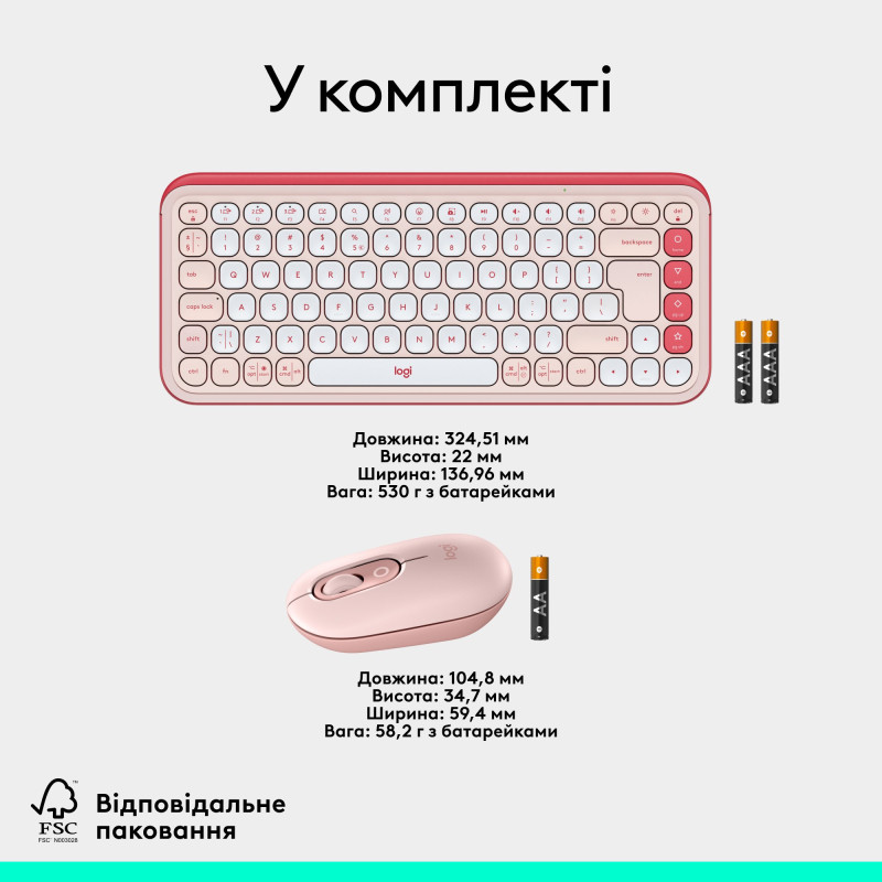 Комплект Logitech POP Icon Combo Bluetooth UA Rose (920-013142)