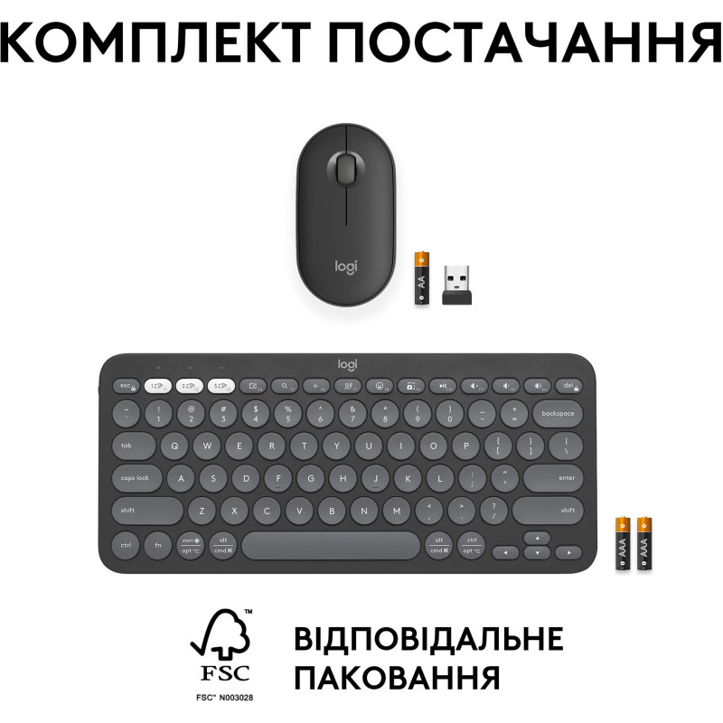 Комплект Logitech Pebble 2 Combo Tonal Graphite UA (920-012239)