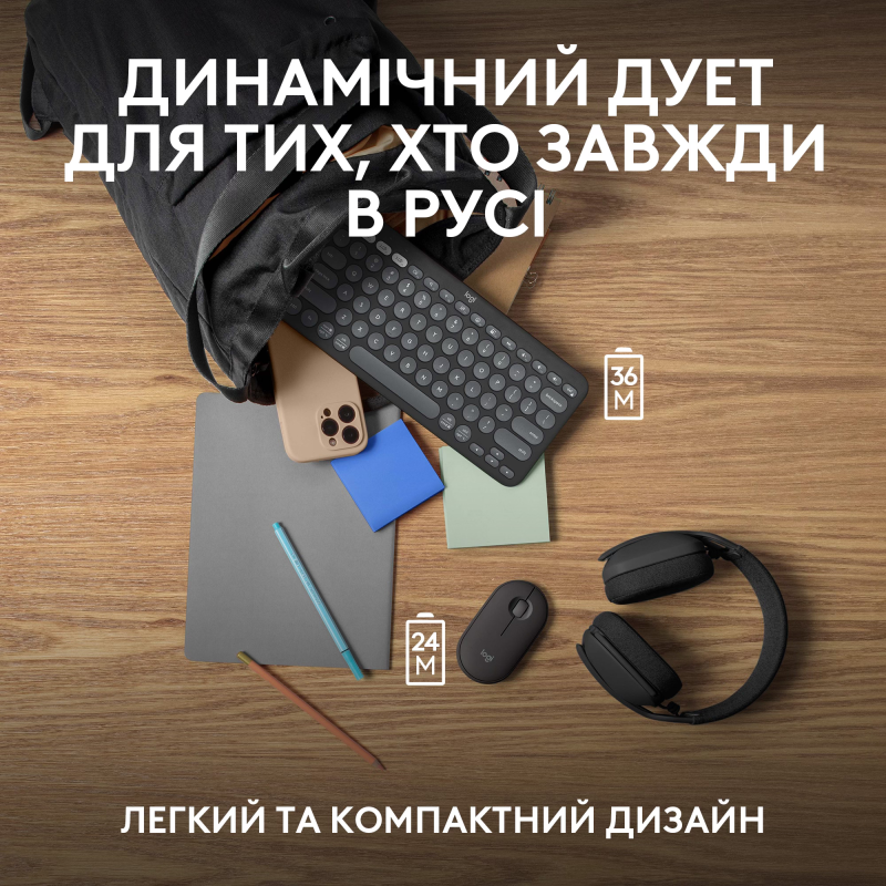 Комплект Logitech Pebble 2 Combo Tonal Graphite UA (920-012239)