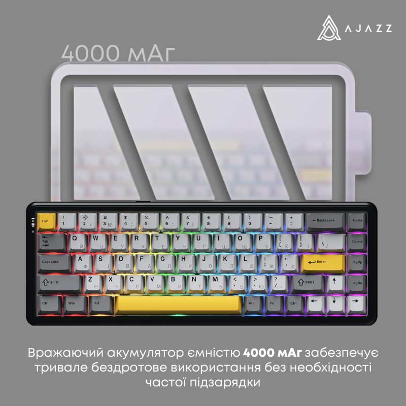 Клавіатура Ajazz AK680 MAX (8+8K) RGB Magnetic Switches Wireless (AK680-M-BGY-A)