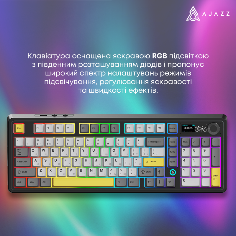 Клавіатура Ajazz AK980 RGB Clear Sky Switch Wireless (AK980-CS-BGY) Black/Gray/Yellow
