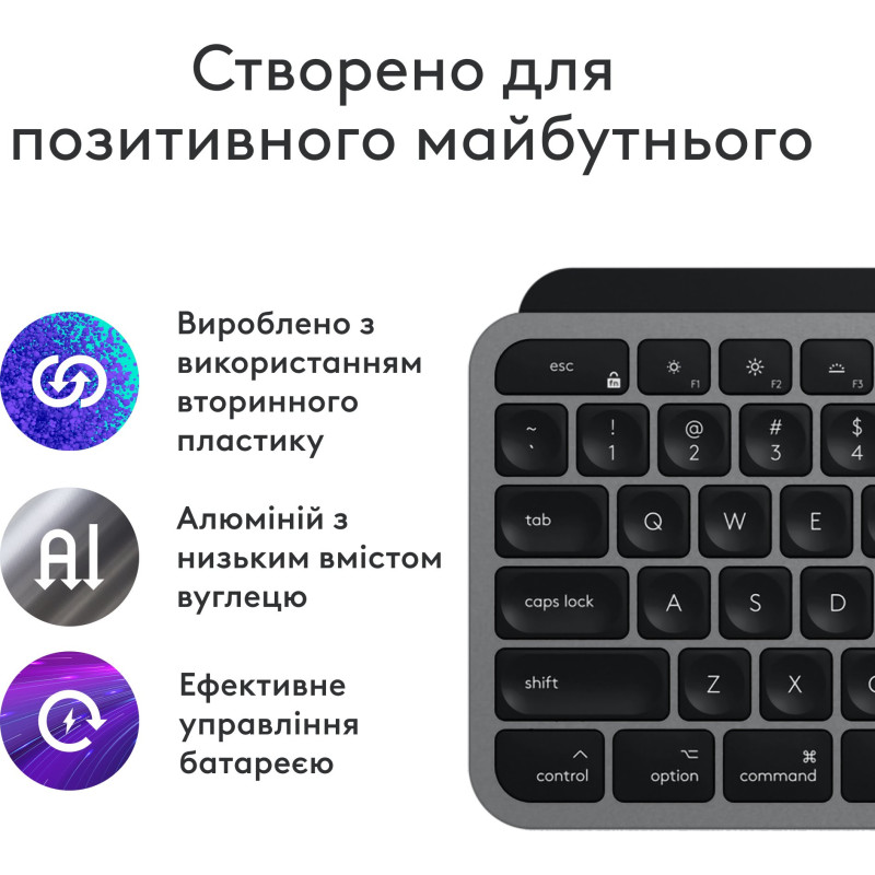 Клавіатура Logitech MX Keys S для Mac Space Gray (920-011637)