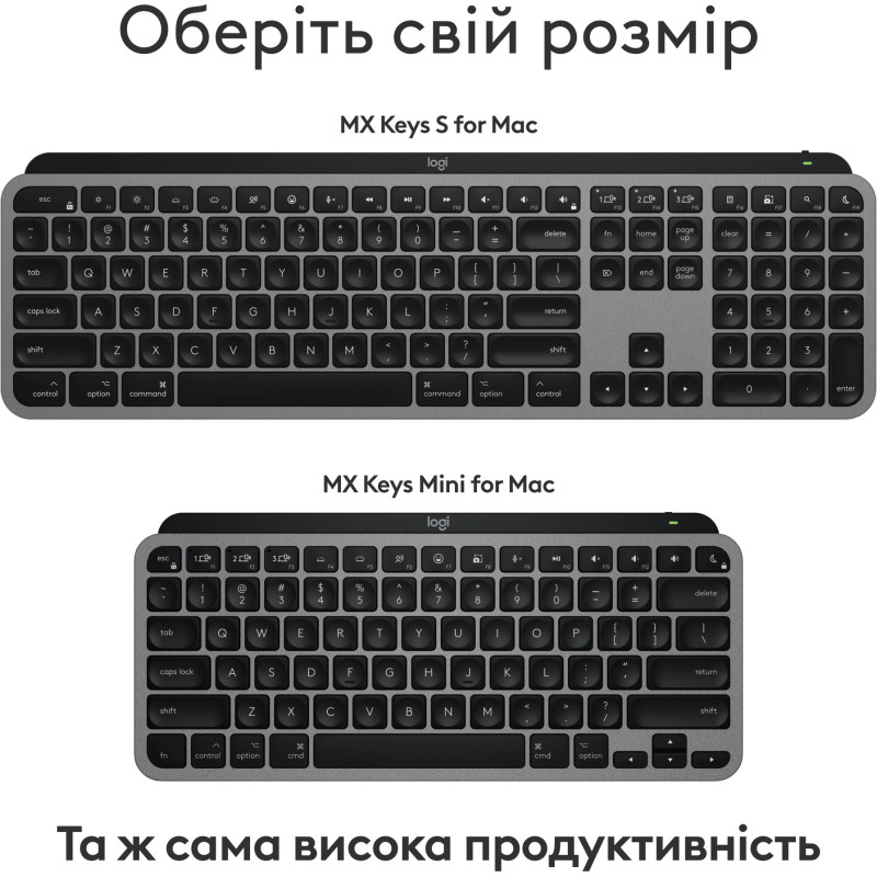 Клавіатура Logitech MX Keys S для Mac Space Gray (920-011637)