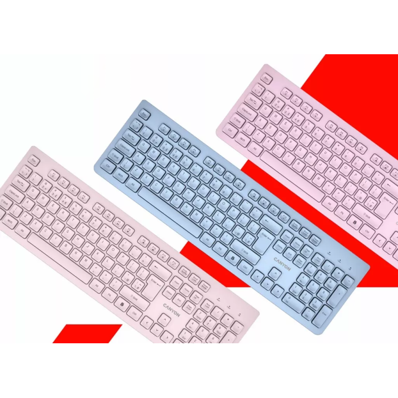 Клавіатура Canyon HKB-W01 Silent Wireless UA Pink (CNS-HKBW01P)