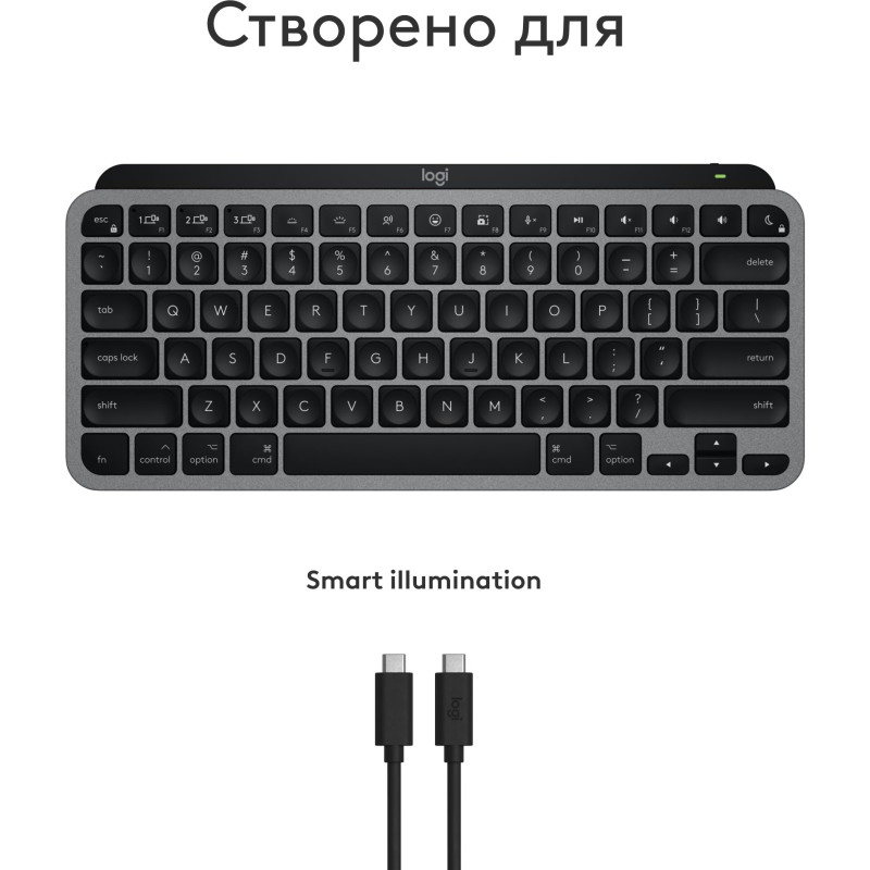 Клавіатура Logitech MX Keys Mini for Mac Minimalist Wireless Illuminated Space Gray (920-012652)