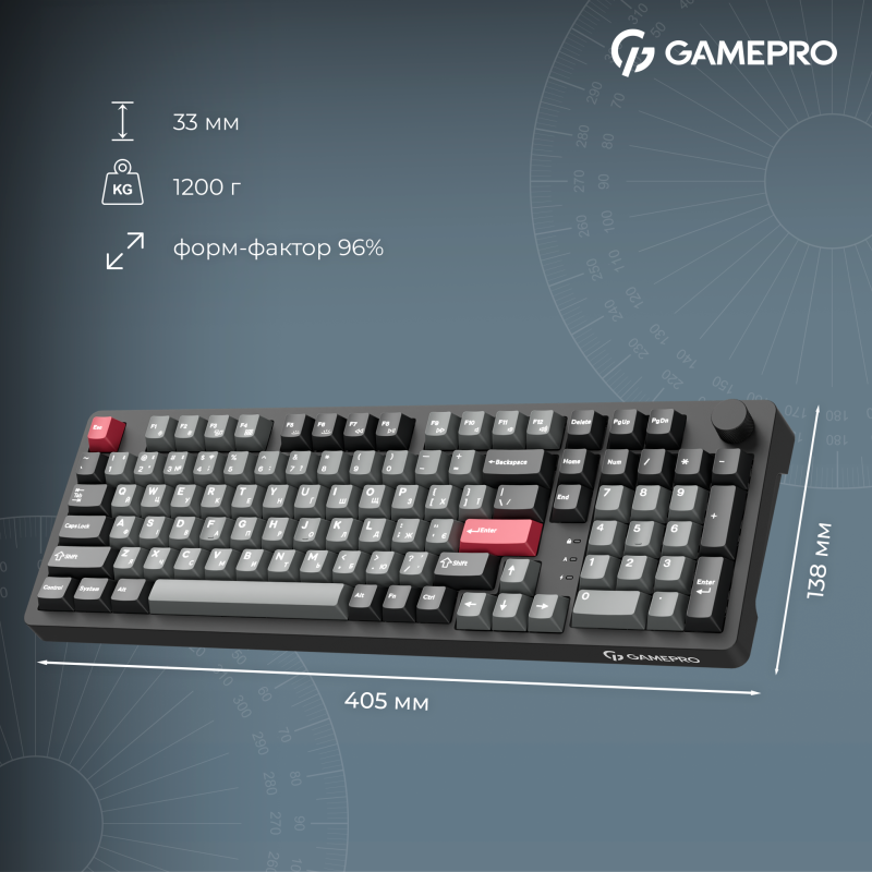 Бездротова клавіатура GamePro Asgard Drakkar Keychron Super Red Switch Black (MK305BK)
