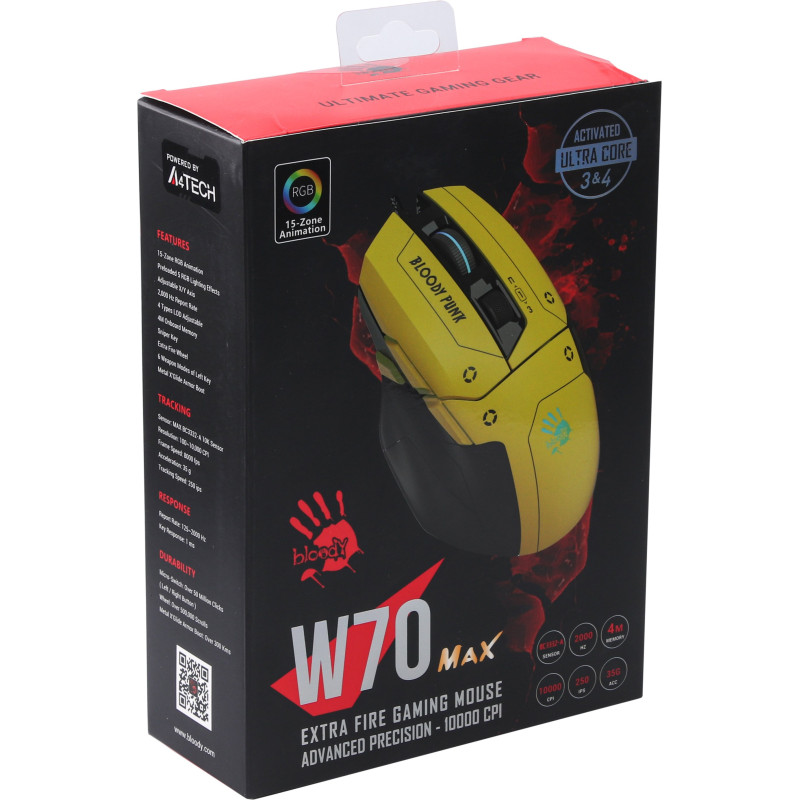 Мишка A4Tech Bloody W70 Max Punk Yellow