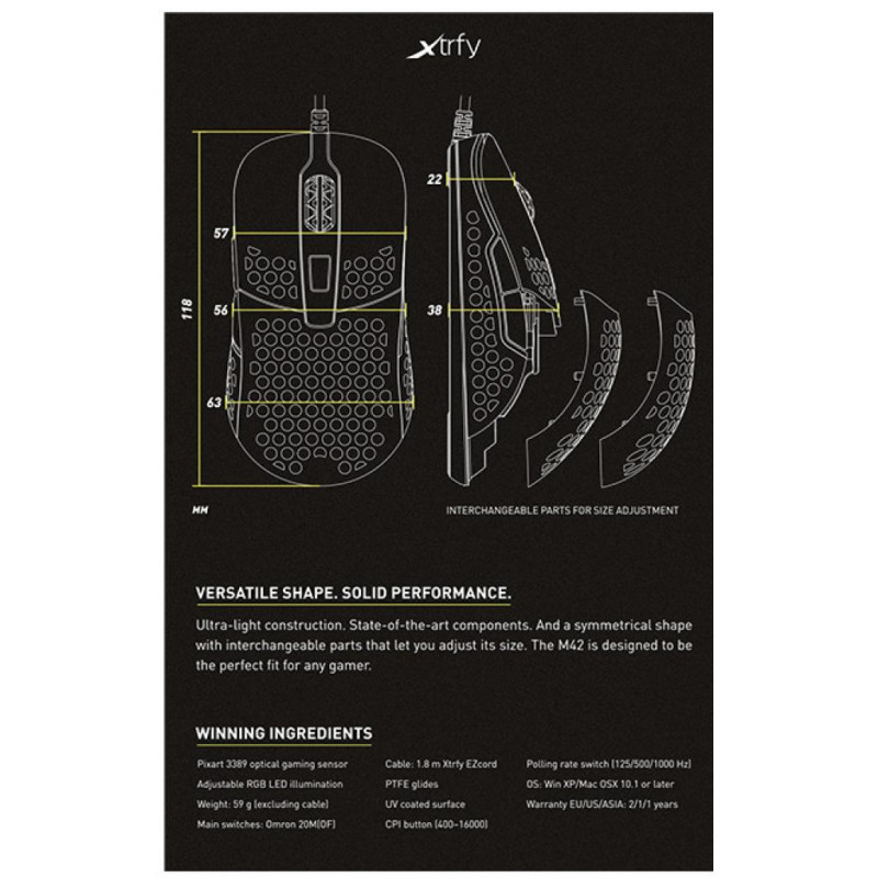 Миша Xtrfy M42 RGB USB Pink