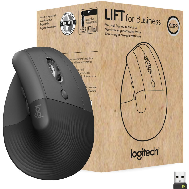 Мишка Logitech Lift Vertical Ergonomic Wireless/Bluetooth for Business Graphite (910-006494)
