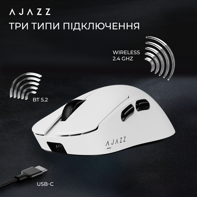 Мишка Ajazz AJ179 v2 max Wireless 3 Mod (AJ179-V2-MAX-W) White