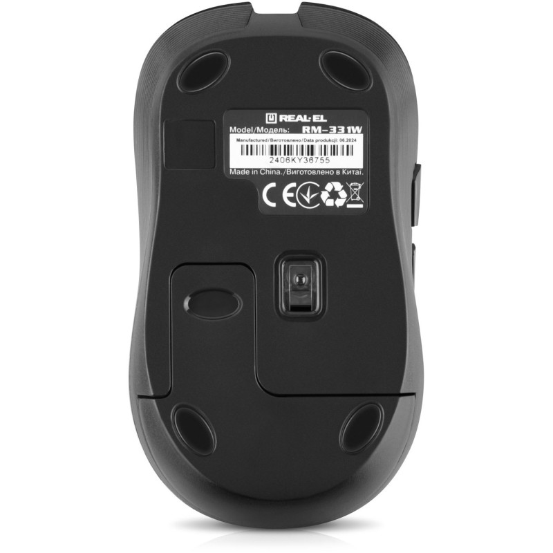 Мишка REAL-EL RM-331W Black (EL123200044)