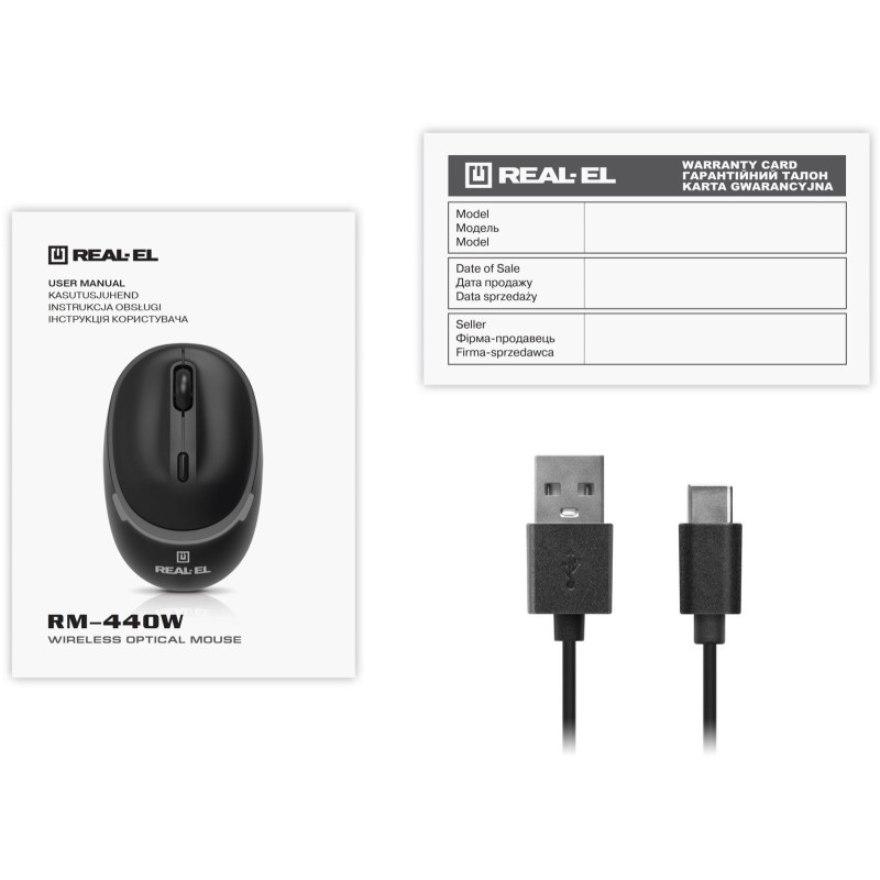 Мишка REAL-EL RM-440W Black (EL123200045)