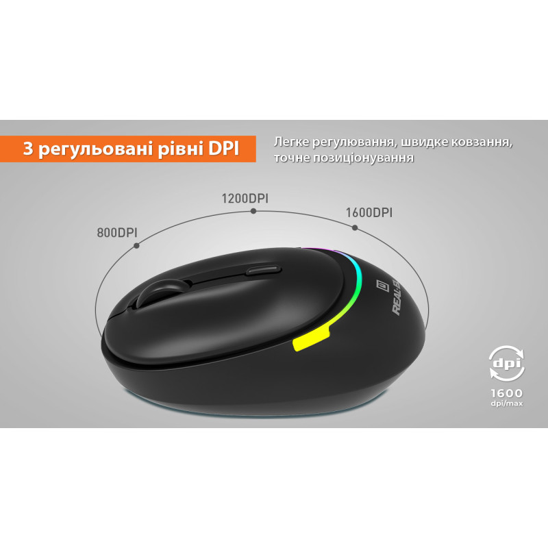 Мишка REAL-EL RM-440W Black (EL123200045)