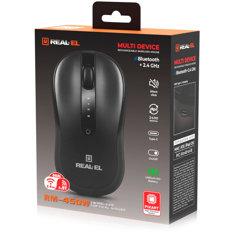 Мишка REAL-EL RM-450W Black (EL123200046)