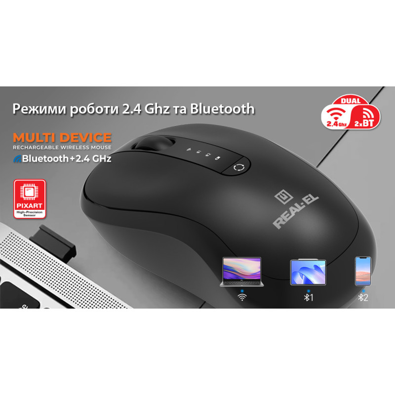 Мишка REAL-EL RM-450W Black (EL123200046)