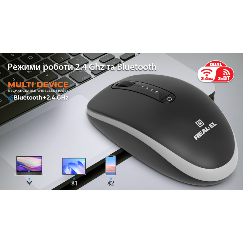 Мишка REAL-EL RM-455W Black (EL123200047)