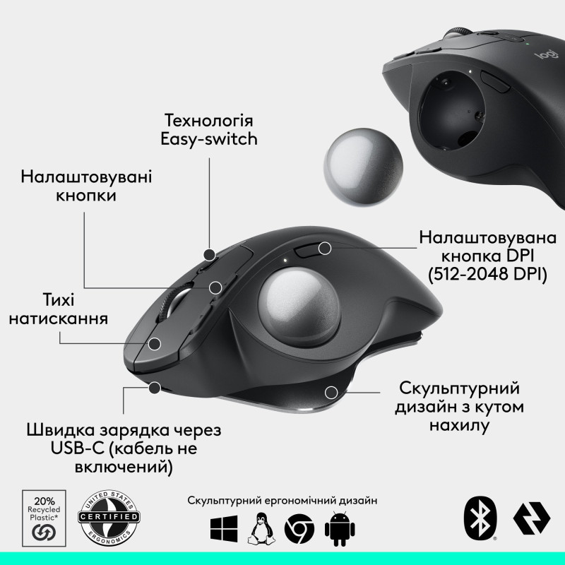 Миша Logitech MX Ergo S Graphite (910-007260)