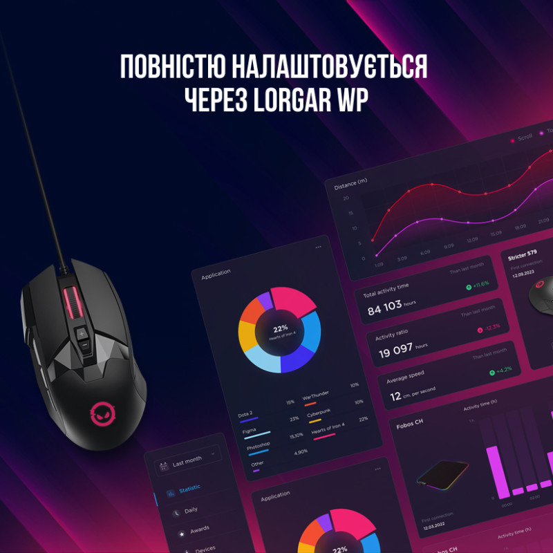 Мишка Canyon Lorgar Stricter 579 RGB LCD USB Black (LRG-GMS579)