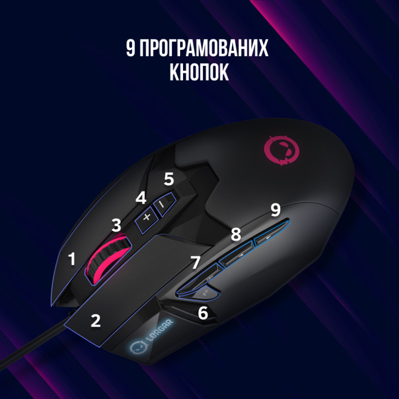 Мишка Canyon Lorgar Stricter 579 RGB LCD USB Black (LRG-GMS579)