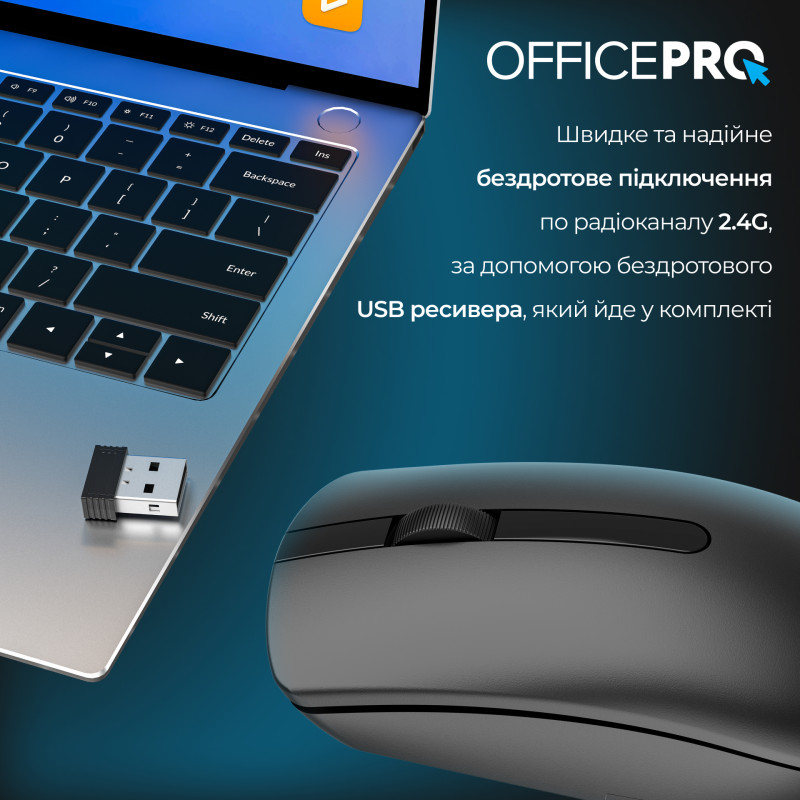 Мишка OfficePro M175B Silent Click Wireless Black