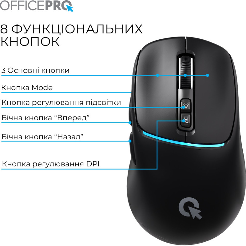 Мишка OfficePro M468B Wireless/Bluetooth Black (M468B)
