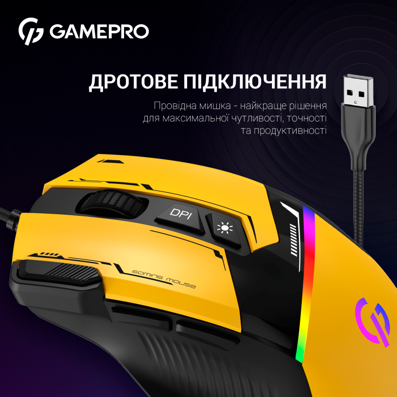Мишка GamePro GM300Y Yellow/Black