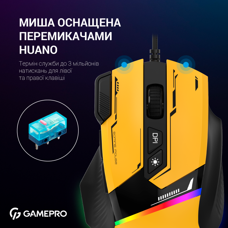 Мишка GamePro GM300Y Yellow/Black