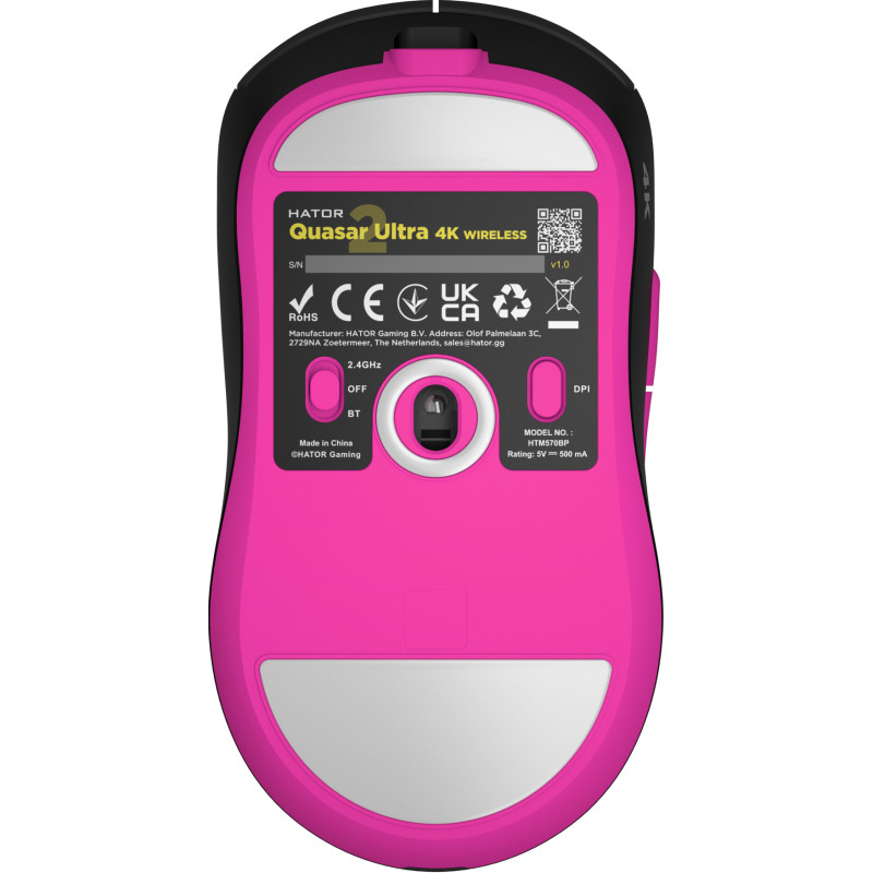 Мишка Hator Quasar 2 Ultra 4K Wireless/Bluetooth/USB Black/Pink (HTM570BP)