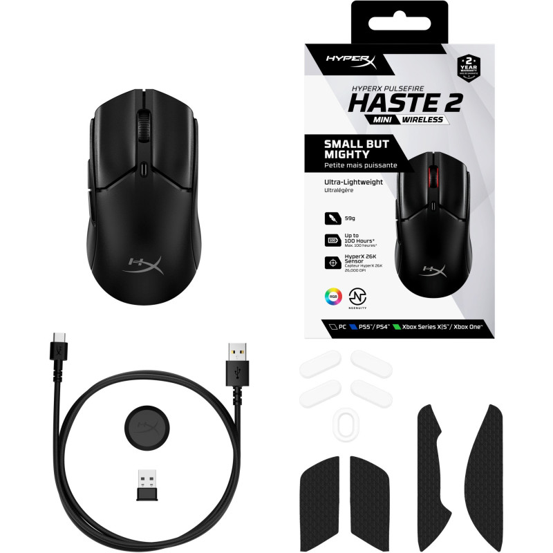 Мишка HyperX Pulsefire Haste 2 Mini WL Black (7D388AA)