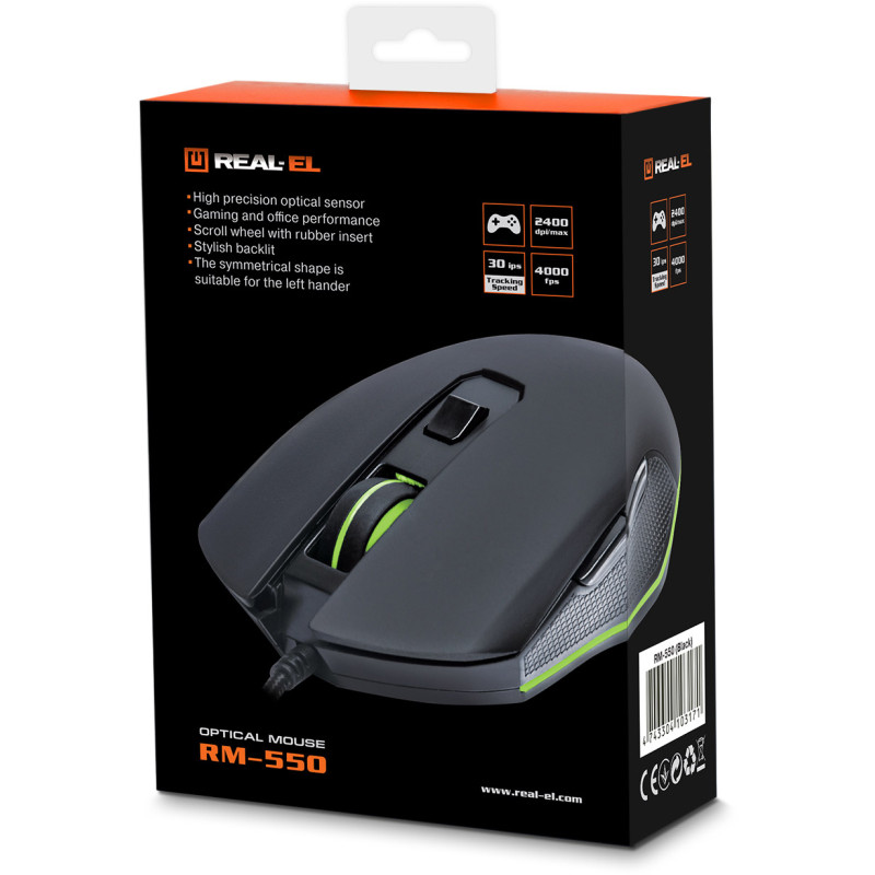 Мишка REAL-EL RM-550 Black (EL123200027)