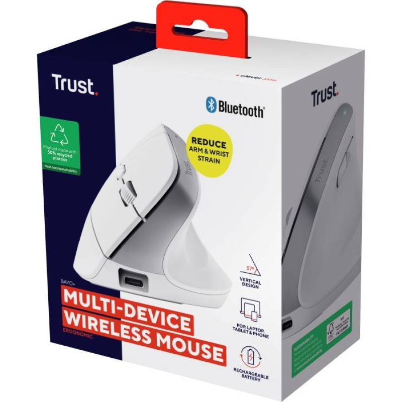 Мишка Trust Bayo+ Multidevice Ergonomic White (25399)