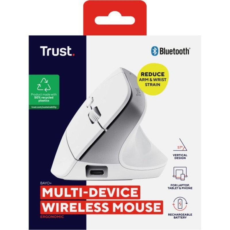 Мишка Trust Bayo+ Multidevice Ergonomic White (25399)