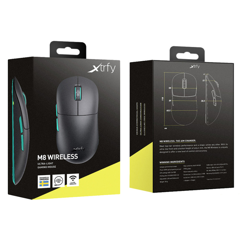 Мишка Xtrfy M8 RGB WIRELESS Black (M8W-RGB-BLACK)