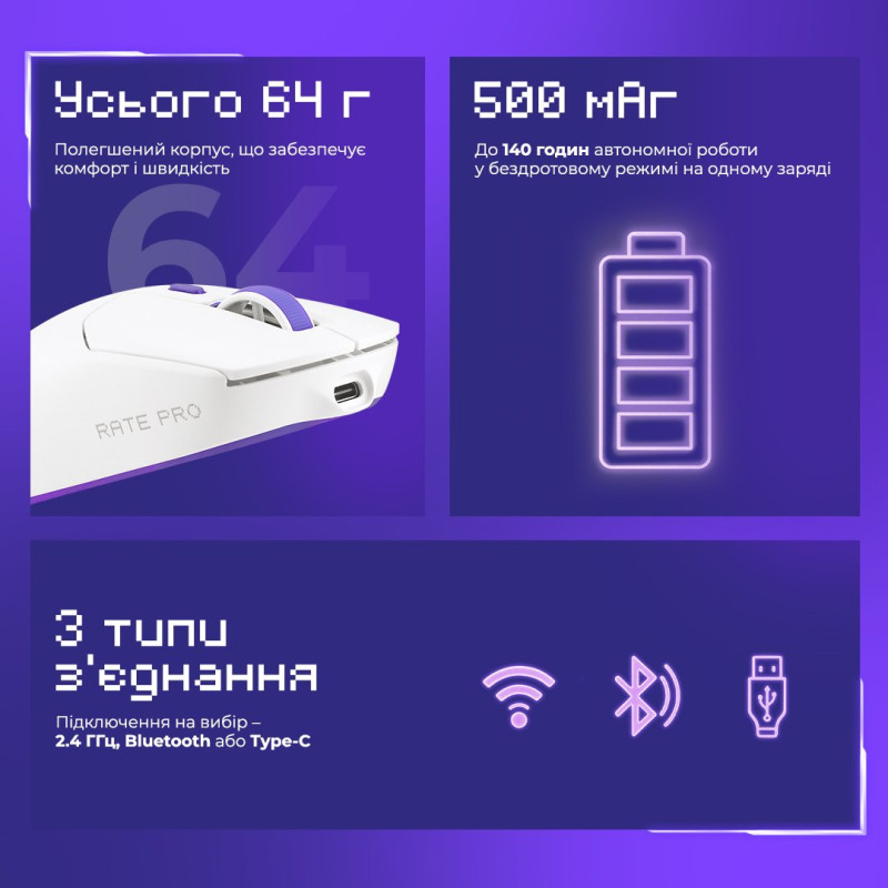 Мишка Proove Gaming Rate Pro with Charging Dock White