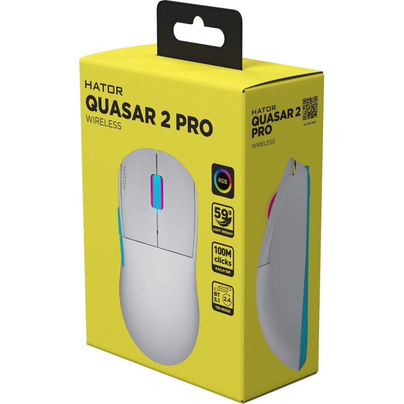 Мишка HATOR Quasar 2 PRO wireless (HTM561WC) white/cyan