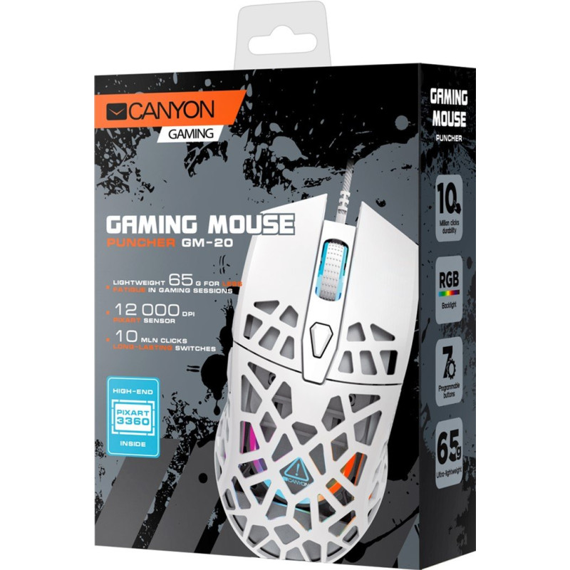 Мишка Canyon Puncher GM-20 White (CND-SGM20W)