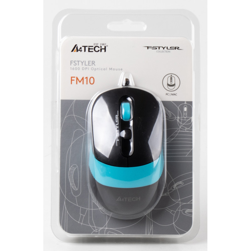 Миша A4Tech FM10 Black/Blue USB
